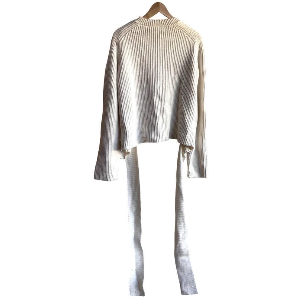 Proenza Schouler NWT White Chunky Cotton Cashmere Ballet Wrap Sweater size XL - Picture 4 of 14
